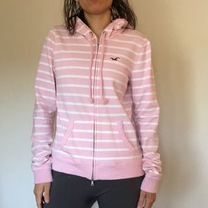 Pink and white Hollister zip up